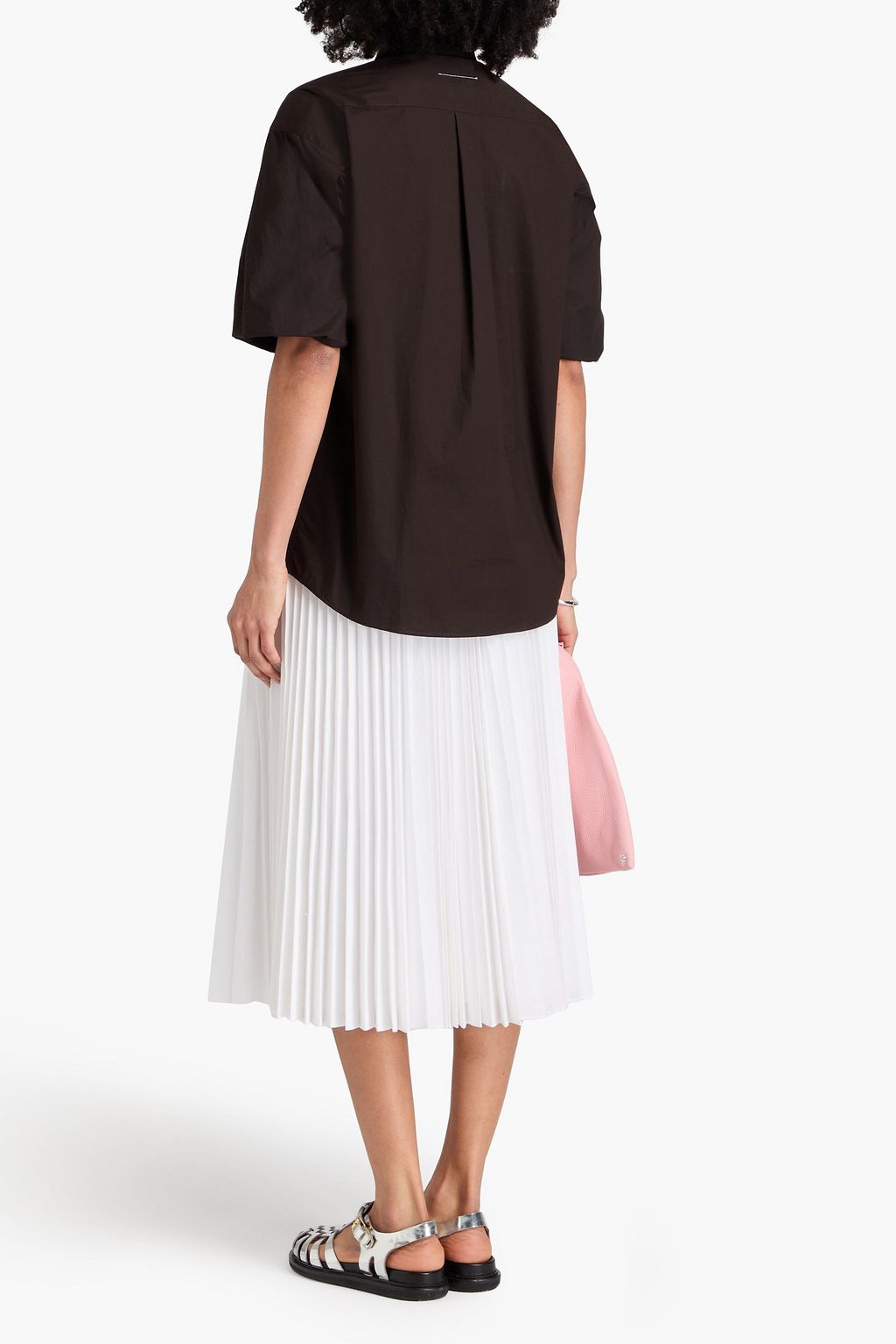 MM6 MAISON MARGIELA قميص من قطن بوبلين مزين بكسرات
