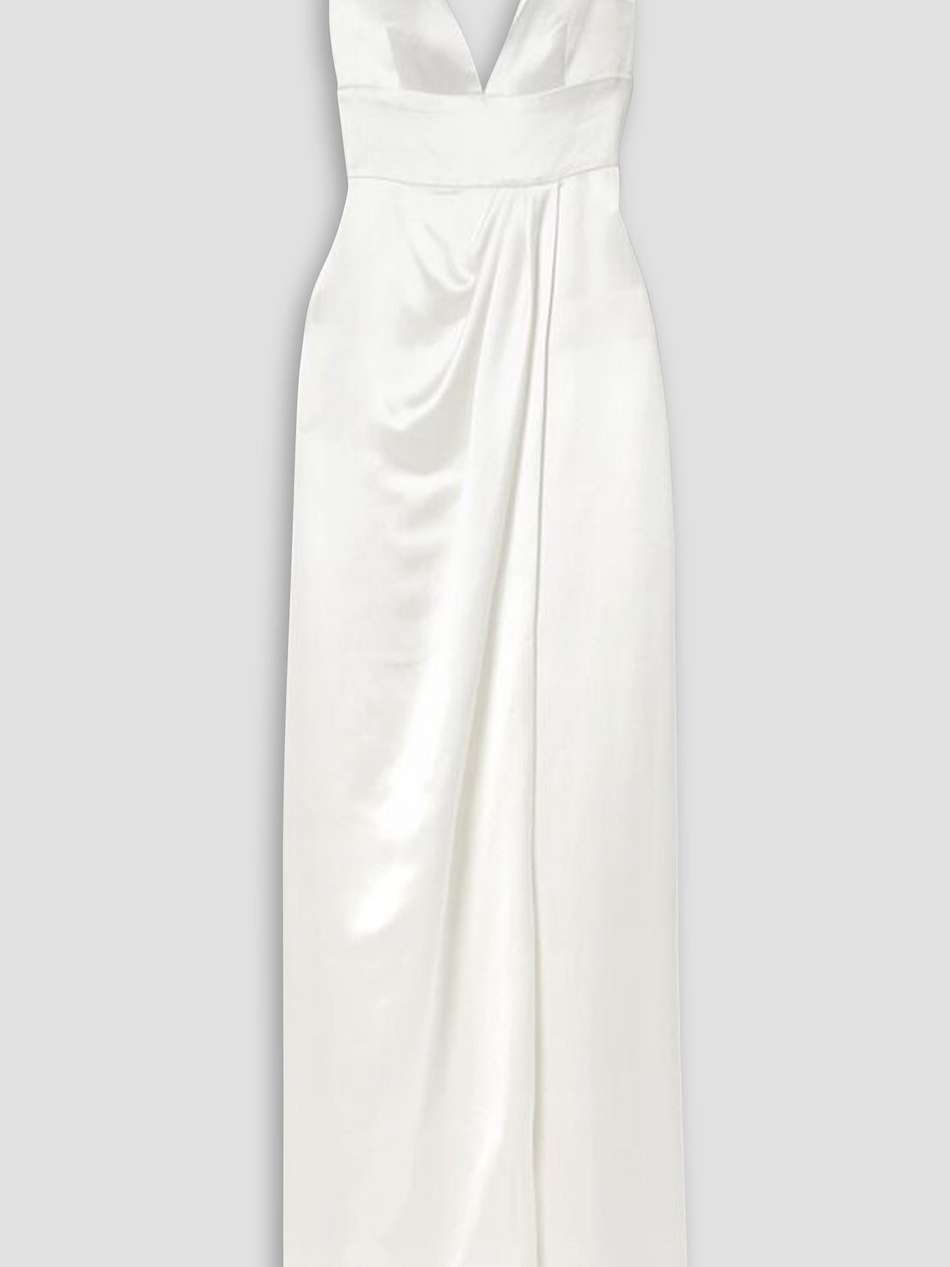 virginia draped silk-satin gown