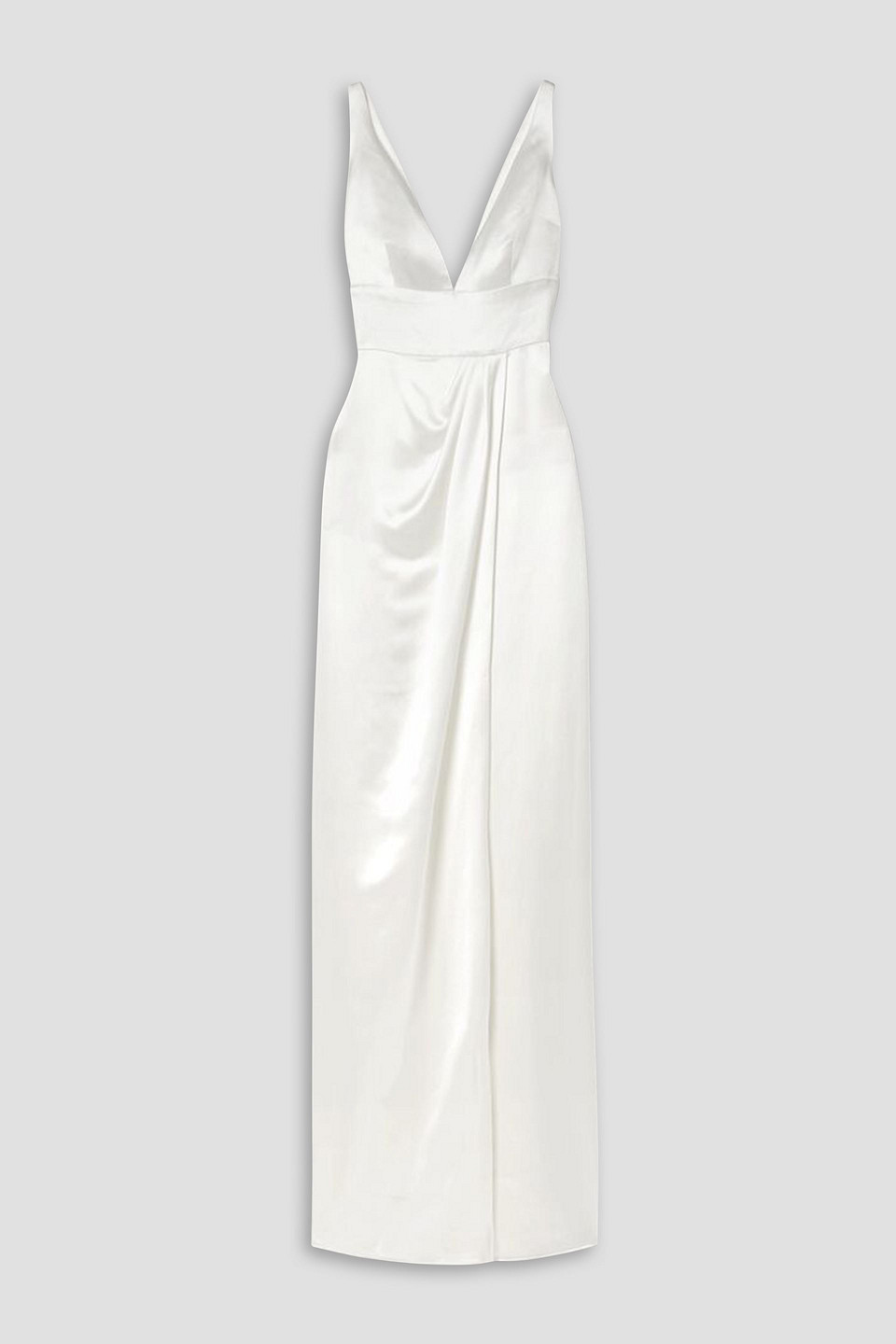 Naeem Khan Virginia Draped Silk-satin Gown In Ivory