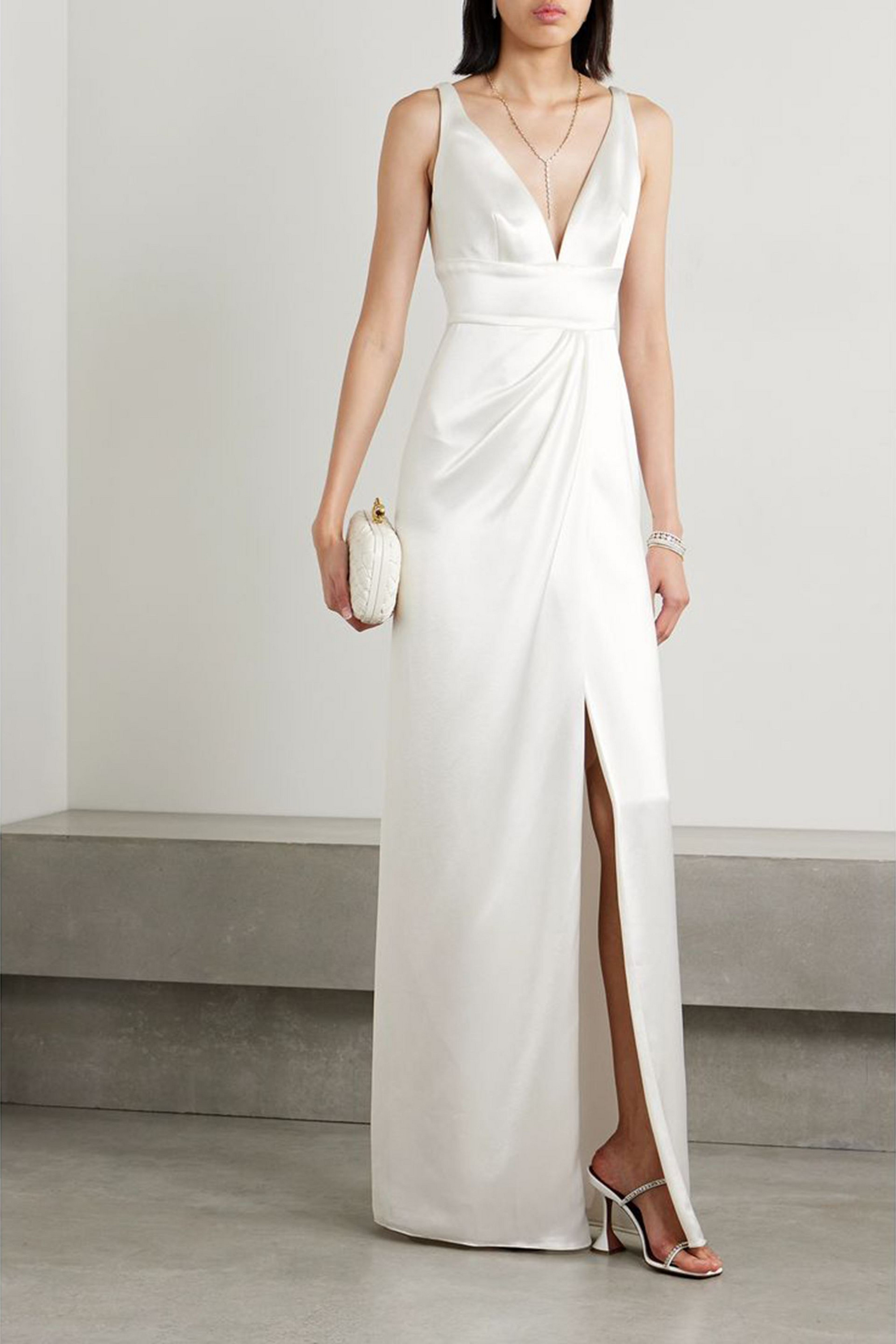 Naeem Khan Virginia draped silk-satin gown