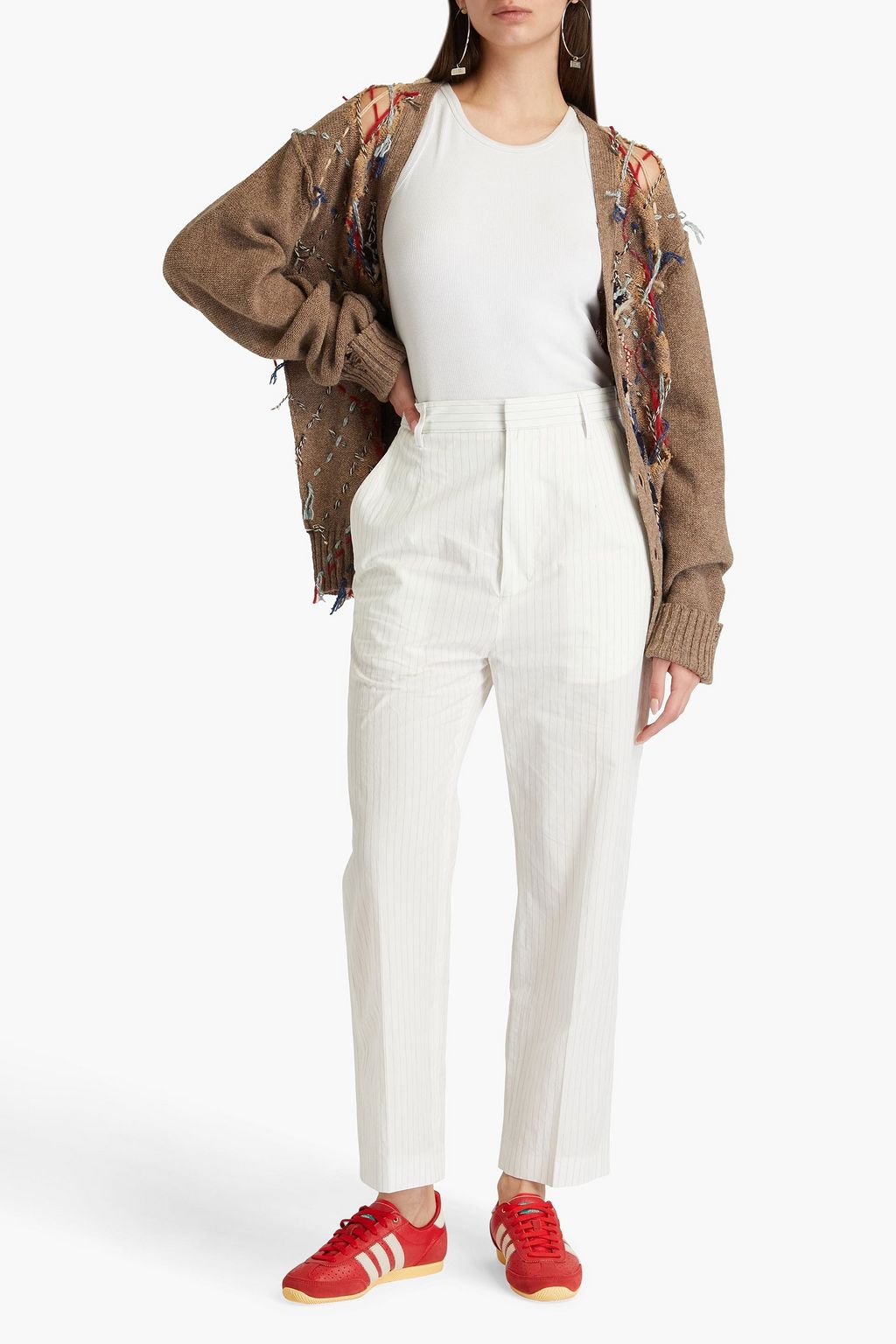 MM6 MAISON MARGIELA بنطلون قصير بأرجل مستقيمة من القطن مقلّم