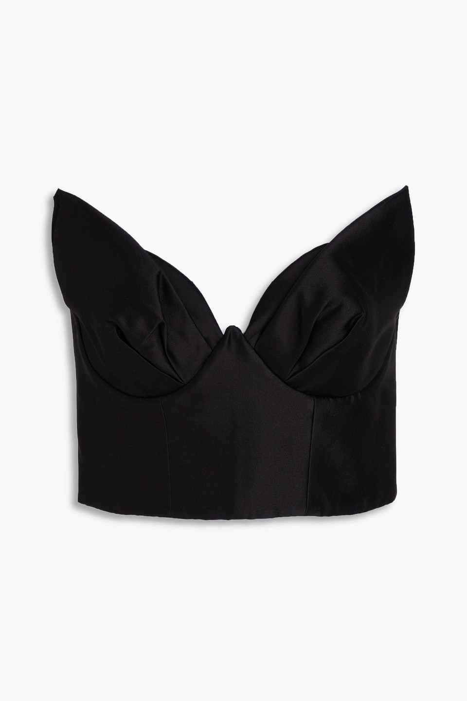 zimmermann - cropped strapless silk and wool-blend satin top - black - 3
