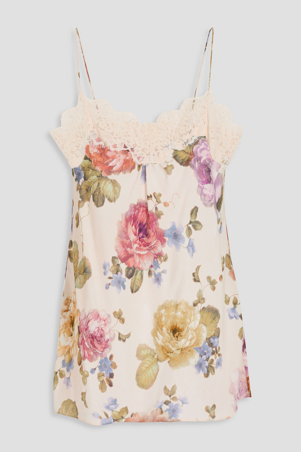 Zimmermann - Lace-trimmed floral-print crepe de chine camisole - White - 0