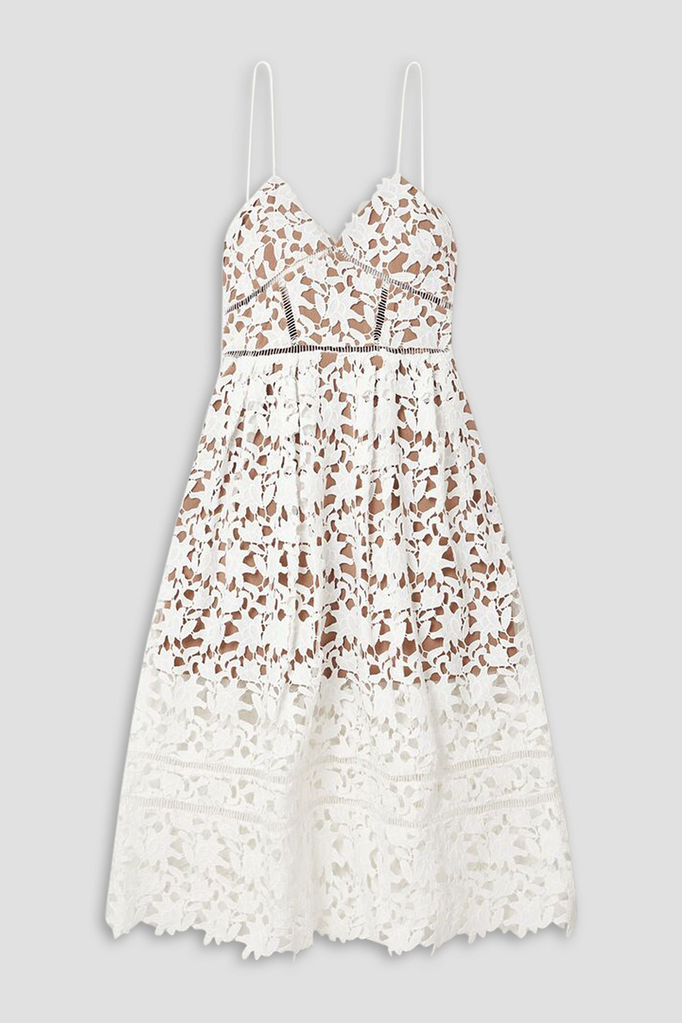 Self-portrait Azaelea Lace Midi Dress In White Polyester In White