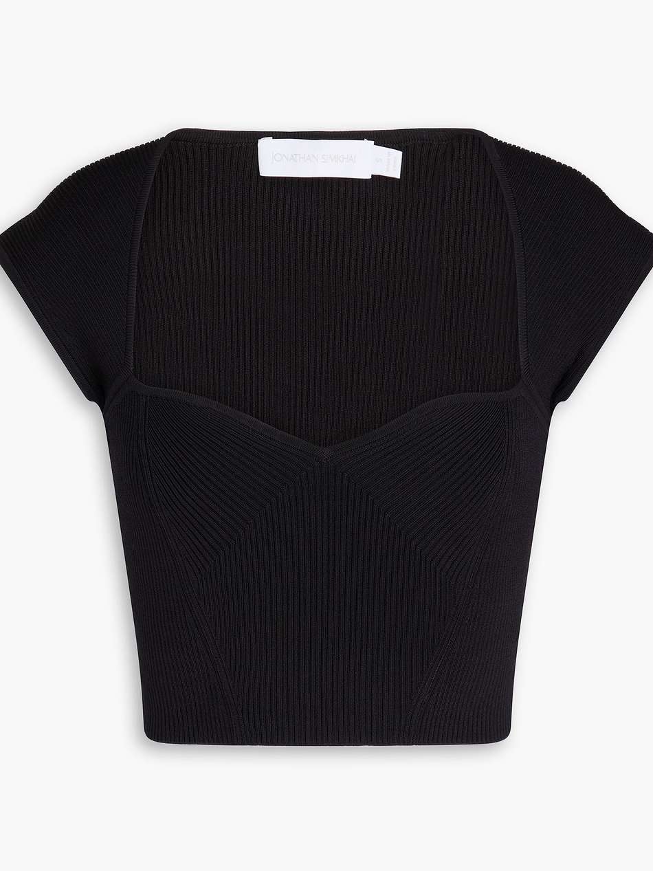 abia cropped ribbed-knit top