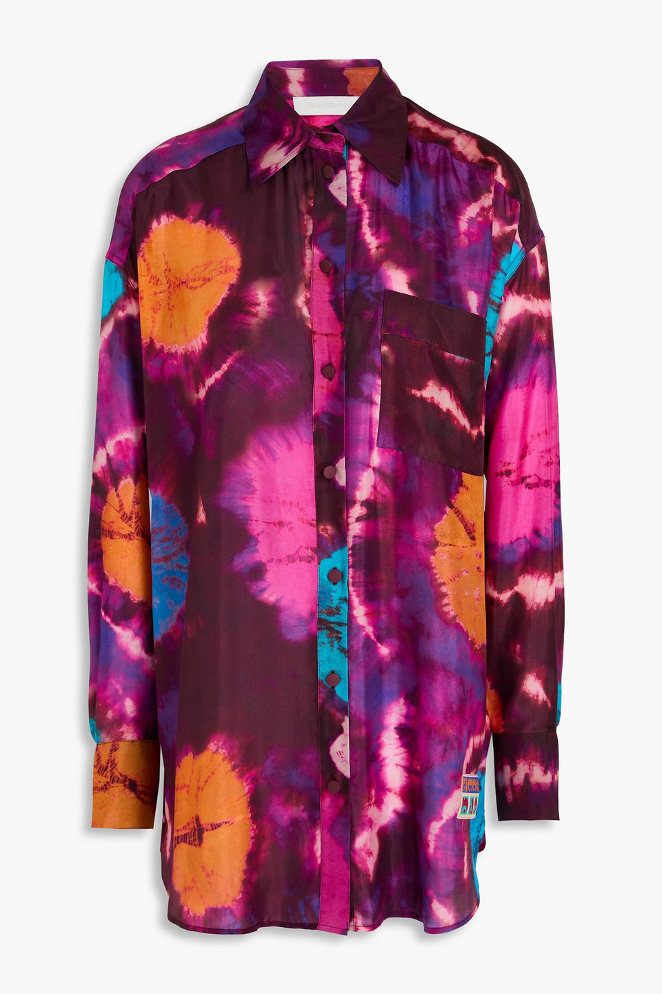 Zimmermann Tie-dyed Silk-habotai Shirt In Multi