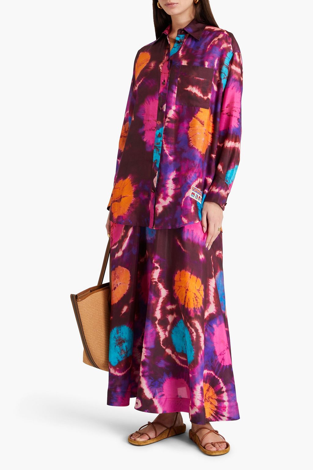 ZIMMERMANN Tie-dyed silk-habotai shirt