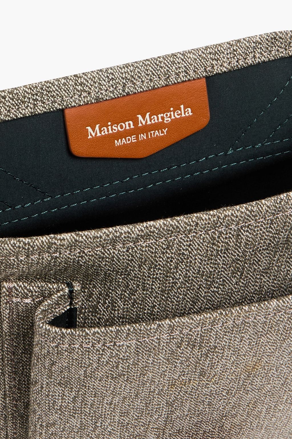 MAISON MARGIELA حقيبة ماسنجر من التويل بحواف من الجلد