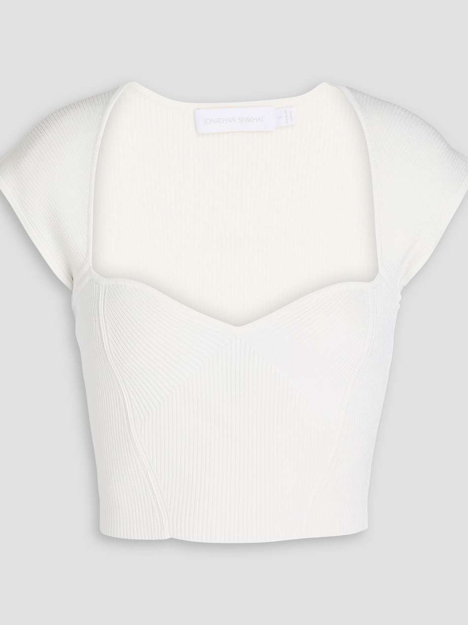 abia cropped ribbed-knit top