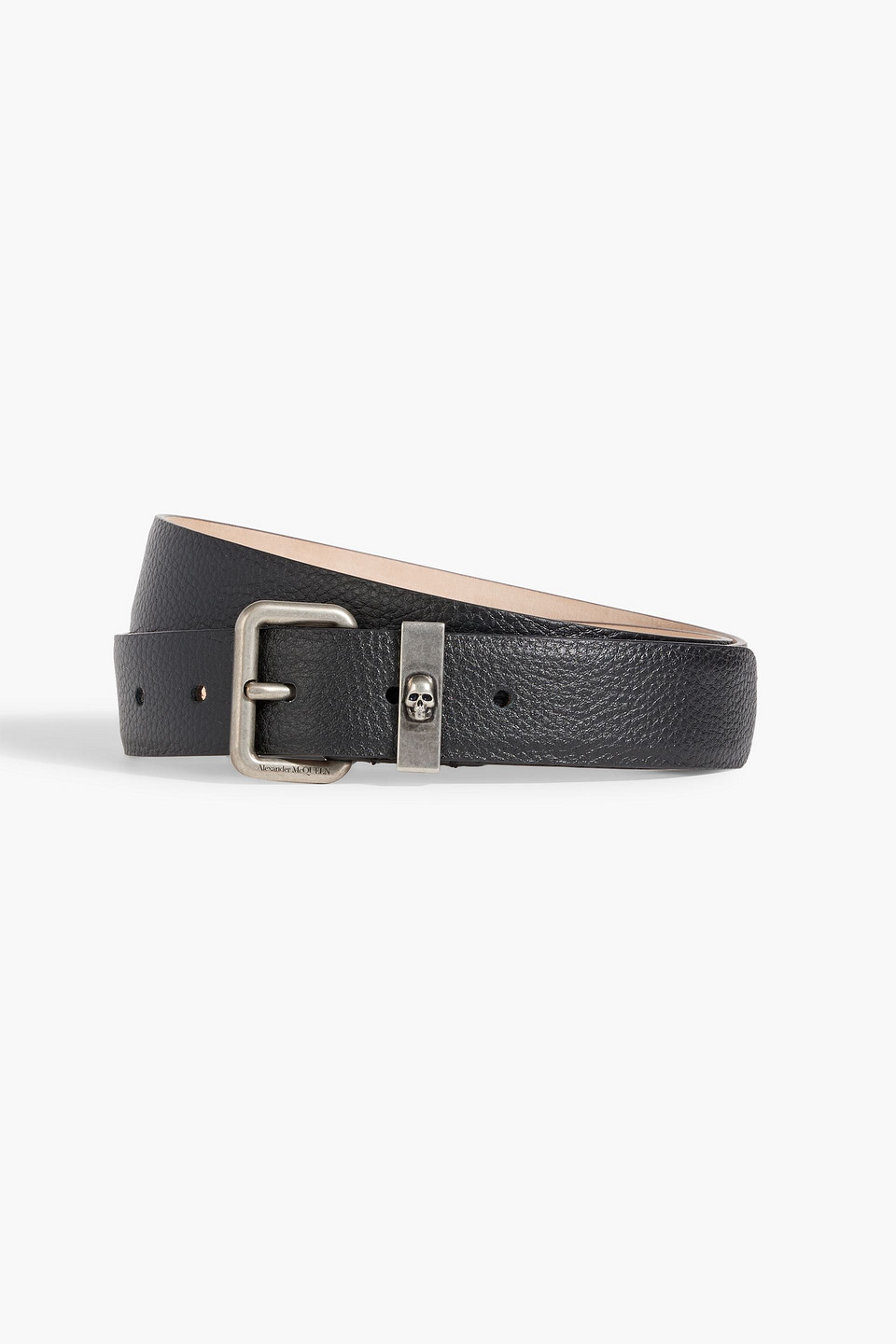 Alexander Mcqueen Pebbled-leather Belt In Black