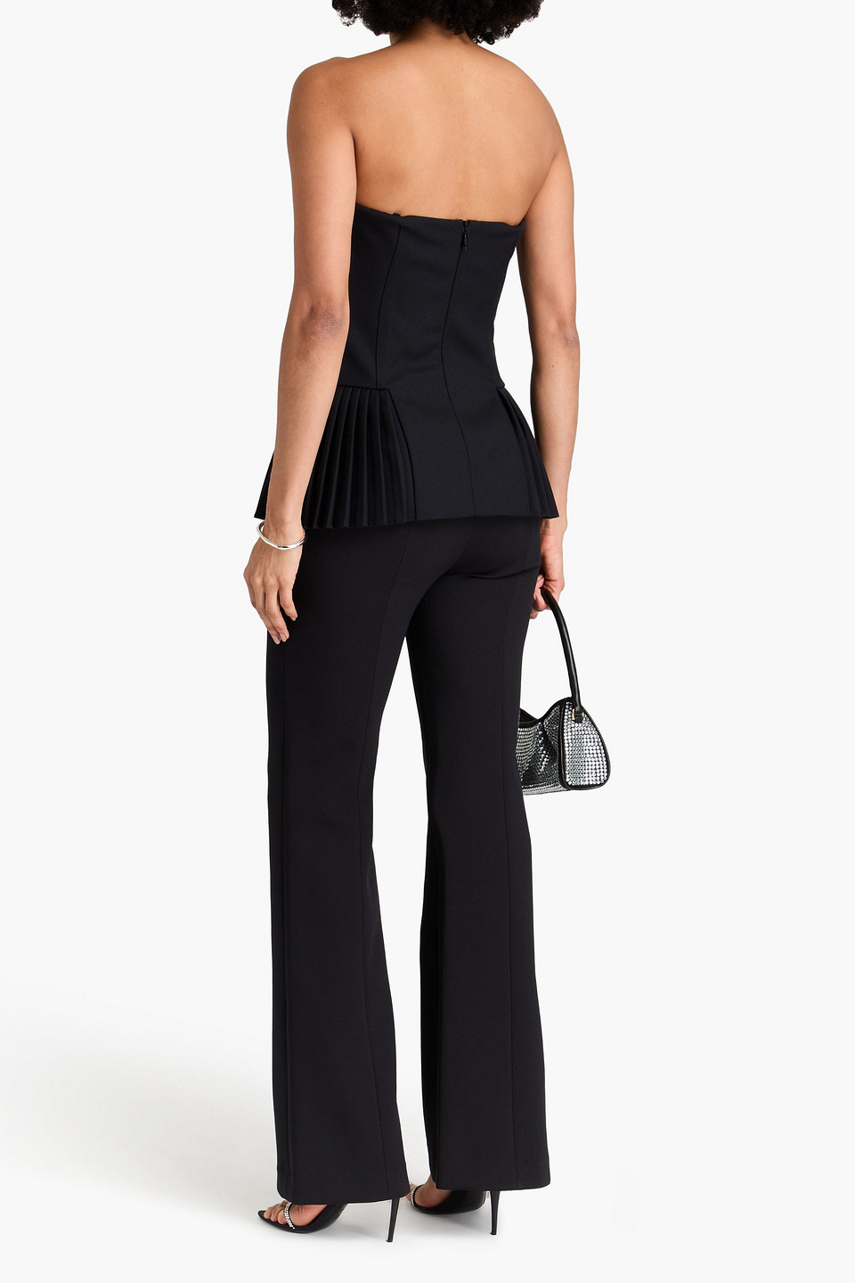 Simkhai Vita Bustier Pleated Top In Black