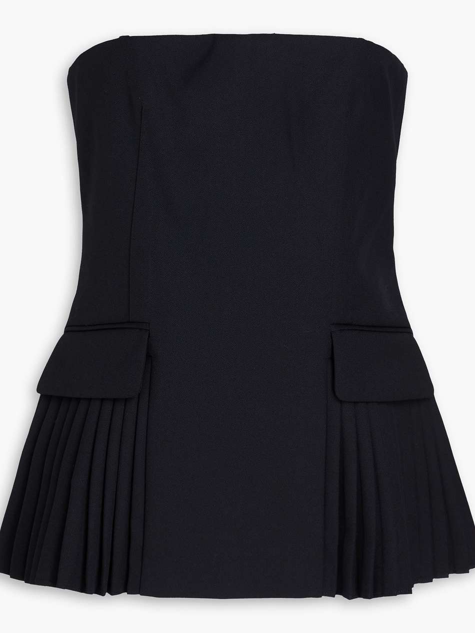 vita strapless pleated wool-blend bustier top