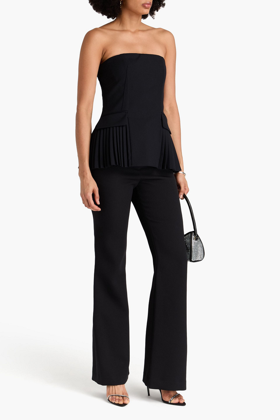 Simkhai Vita Bustier Pleated Top In Black
