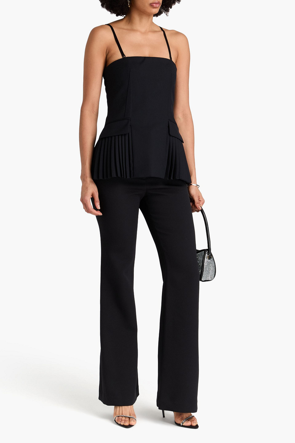 Simkhai Vita Bustier Pleated Top In Black