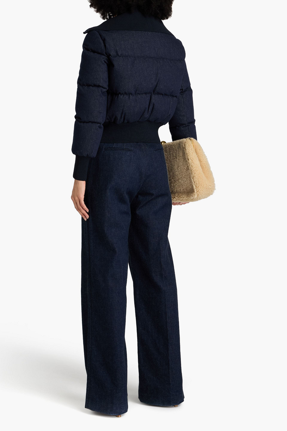 Zimmermann Quilted Denim Down Jacket In Dark Denim