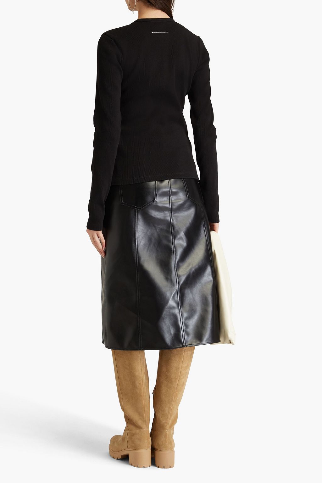 MM6 MAISON MARGIELA بلوزة من الجيرسي ومزيج من القطن المضلّع
