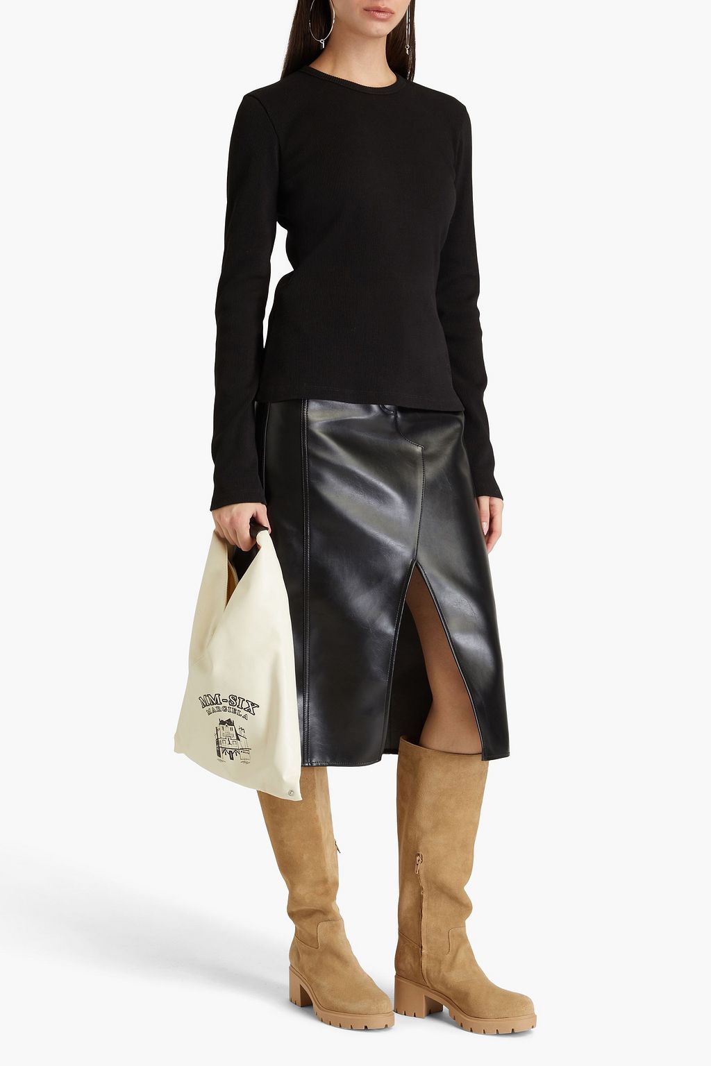 MM6 MAISON MARGIELA بلوزة من الجيرسي ومزيج من القطن المضلّع
