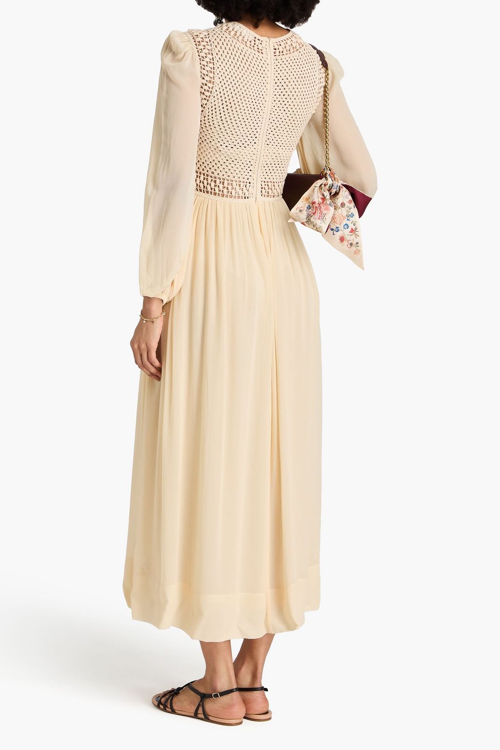 ZIMMERMANN Crochet knit-paneled georgette maxi dress