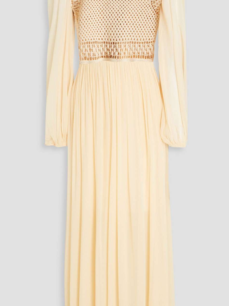 crochet-paneled georgette maxi dress