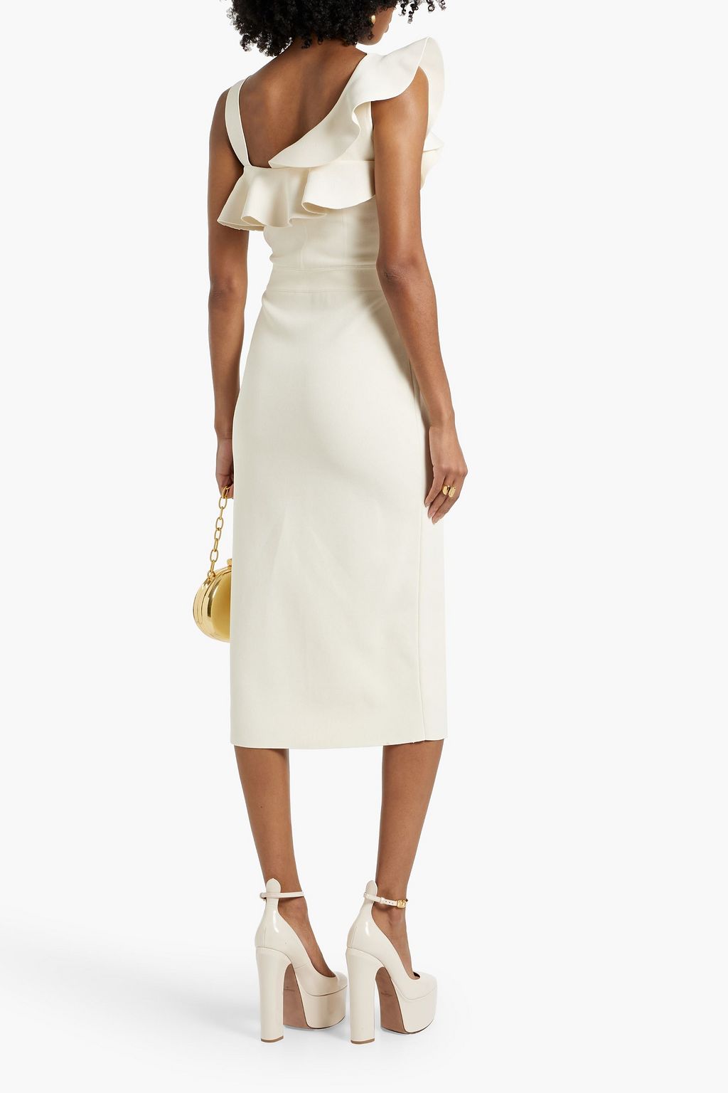 MCQUEEN Ruffled stretch-knit dress