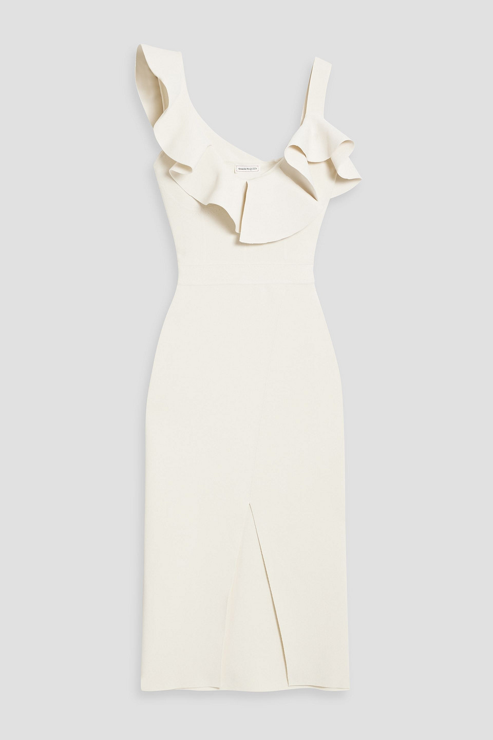 Alexander Mcqueen Ruffled Stretch-knit Dress In White