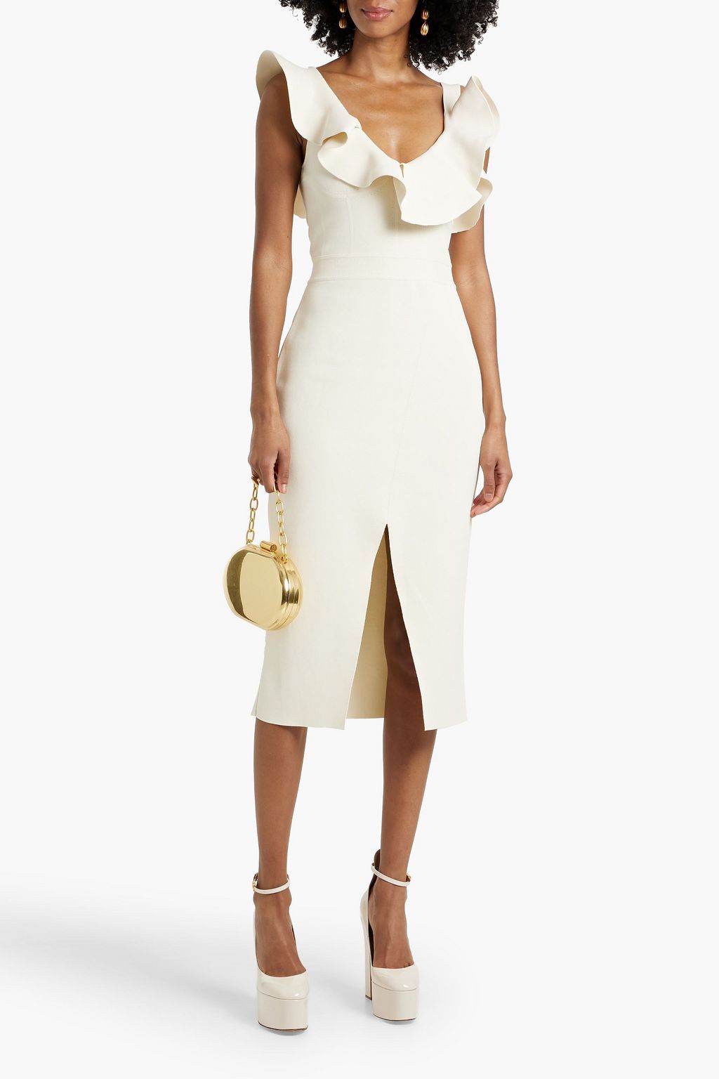 MCQUEEN Ruffled stretch-knit dress