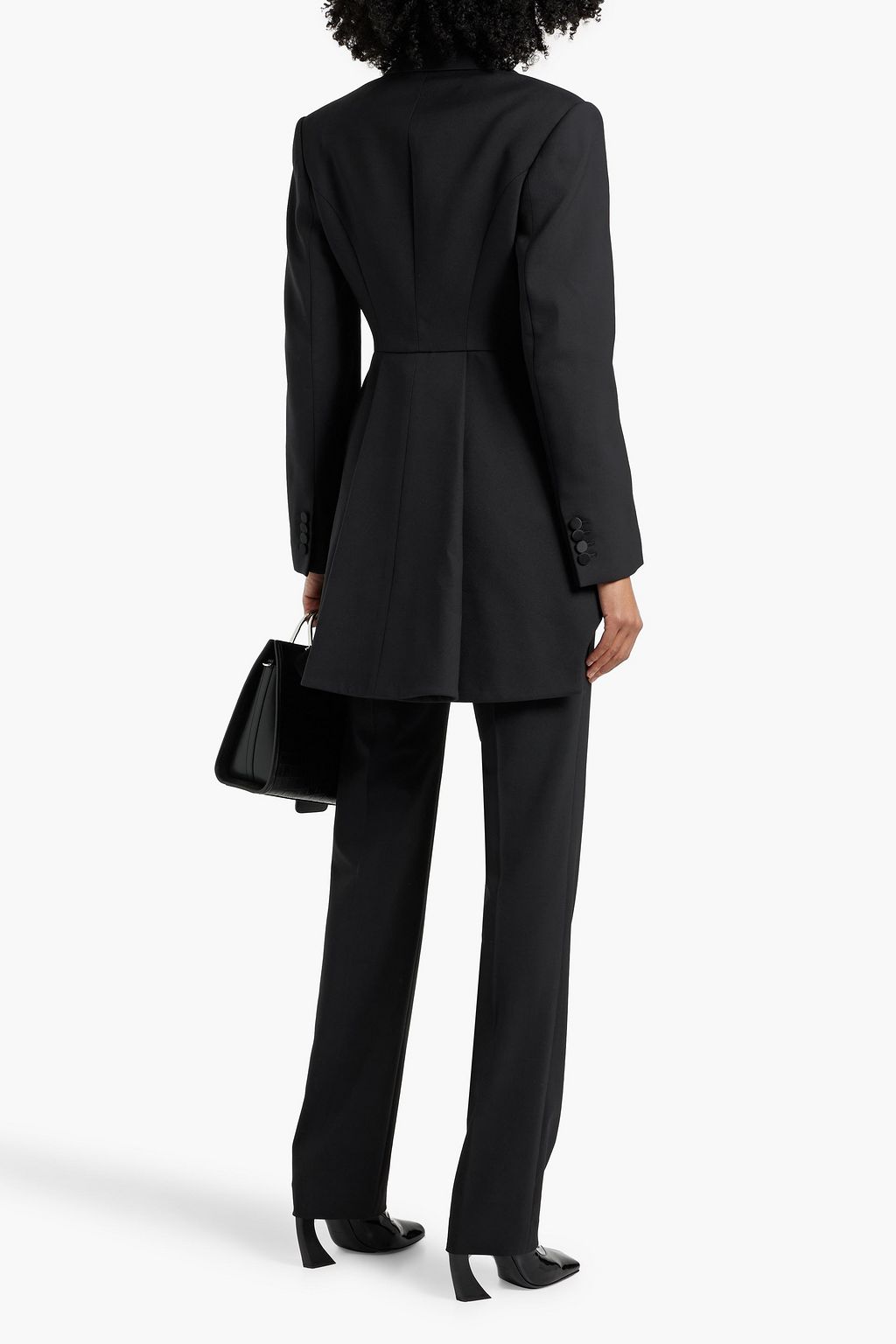 MCQUEEN Satin-trimmed wool-blend blazer
