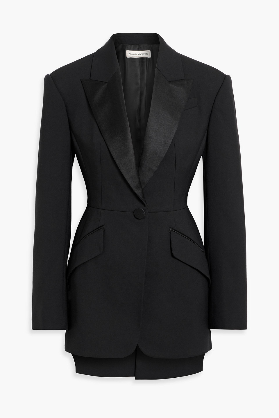Alexander Mcqueen Satin-trimmed Wool-blend Blazer In Black