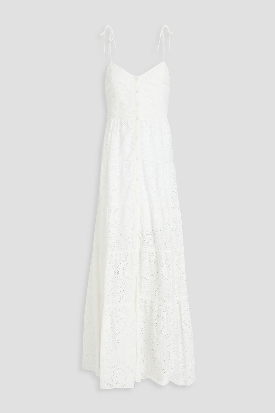 Alice And Olivia Broderie Anglaise Cotton Maxi Dress In White