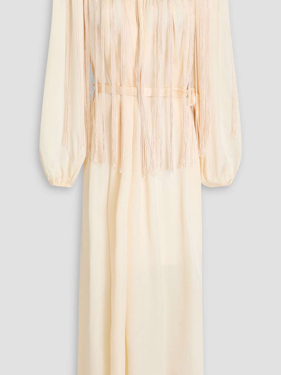 fringed satin midi dress