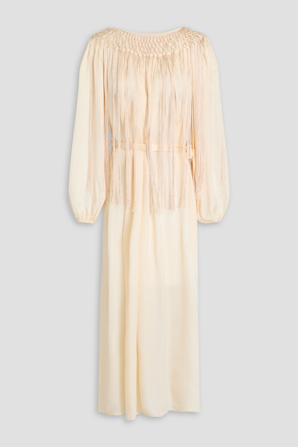 Zimmermann Midikleid Aus Satin Mit Fransen In Creme