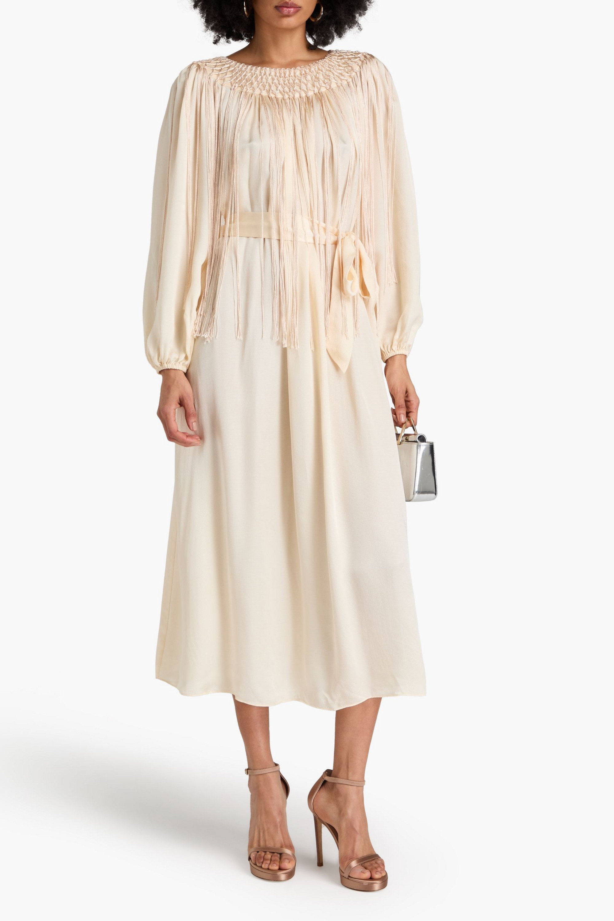 Zimmermann Fringed satin midi dress