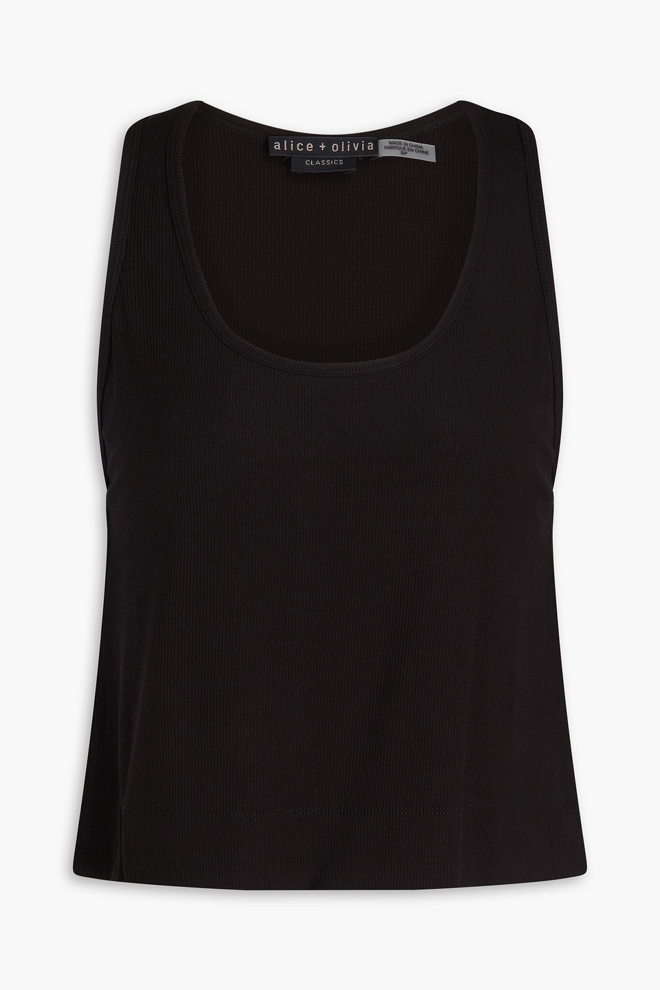 Alice And Olivia Ribbed Modal-blend Jersey Tank In Black