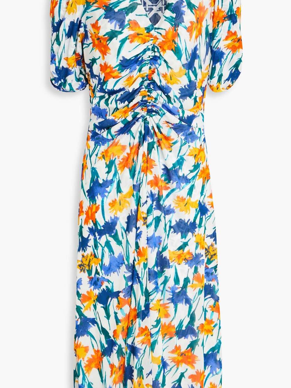 koren reversible printed stretch-mesh dress