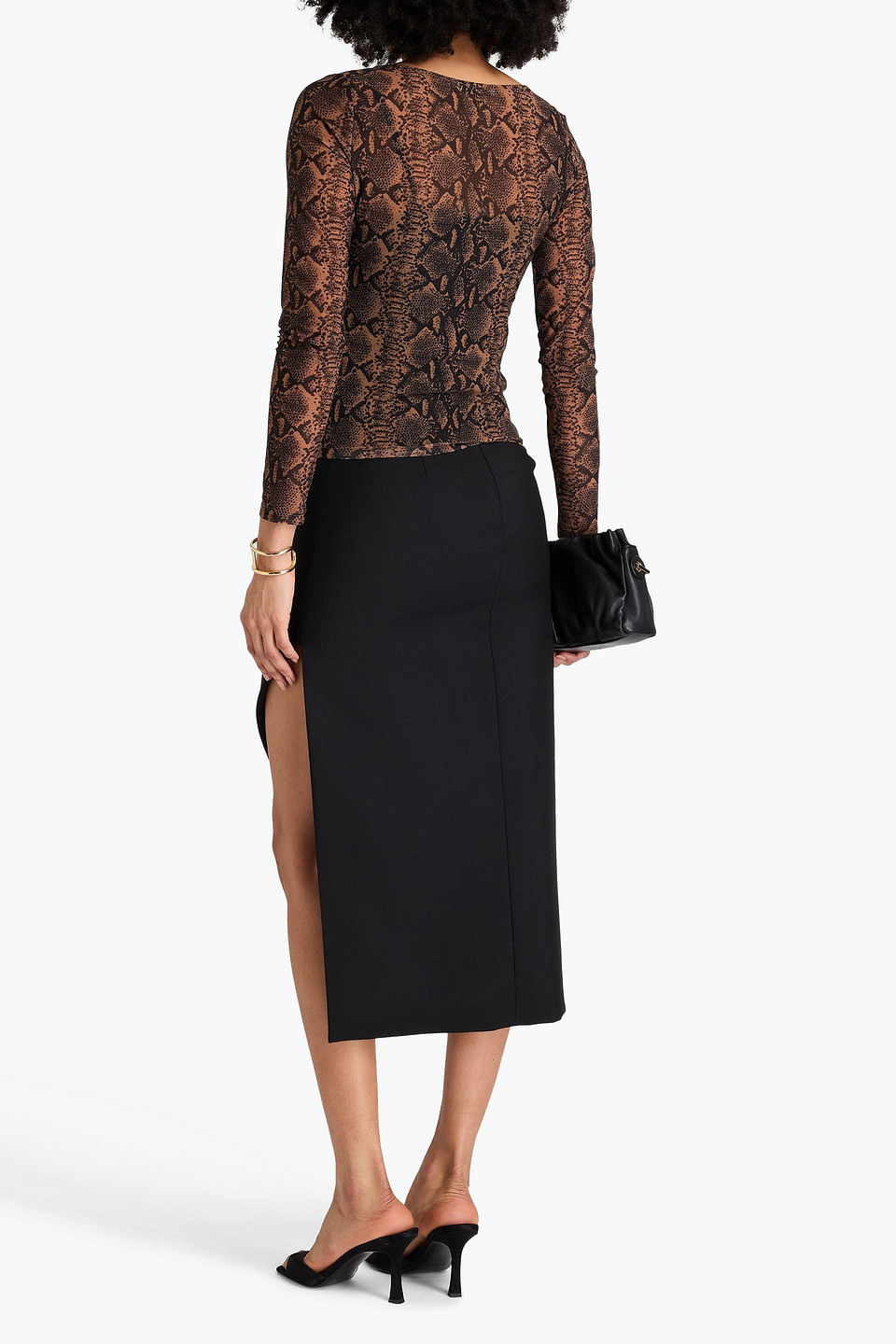 Alice And Olivia Delaina Snake-print Mesh Top In Animal Print