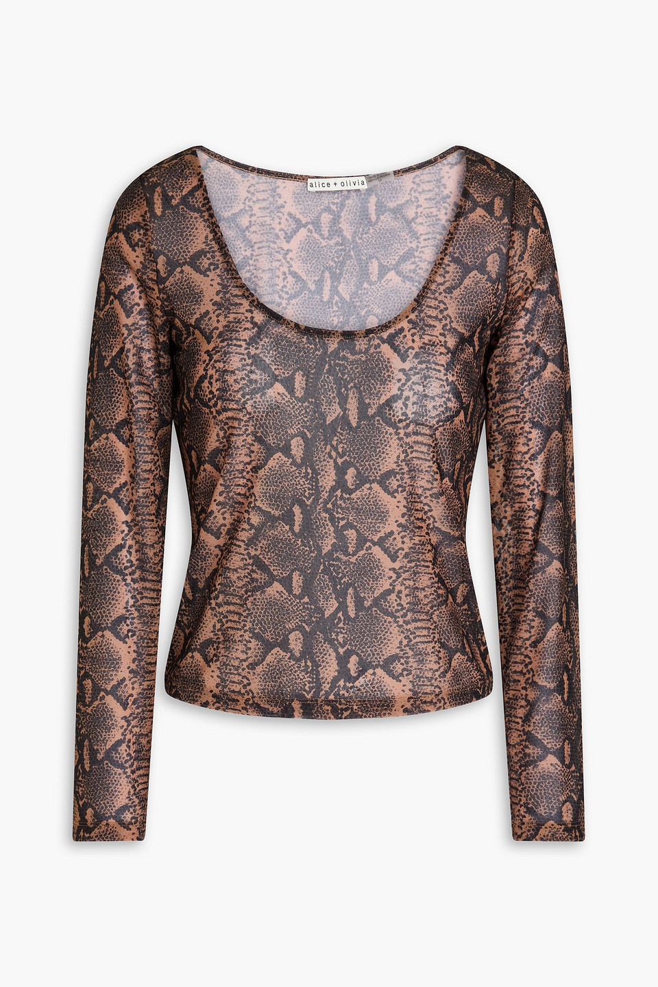 Alice Olivia - Delaina snake-print mesh top - Animal print - L