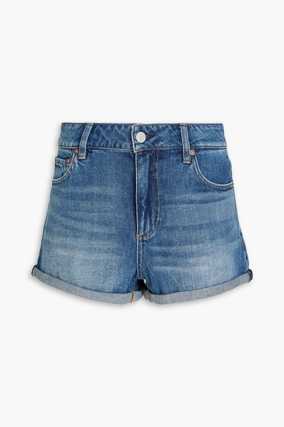 Alice And Olivia Maggie Denim Shorts In Mid Denim