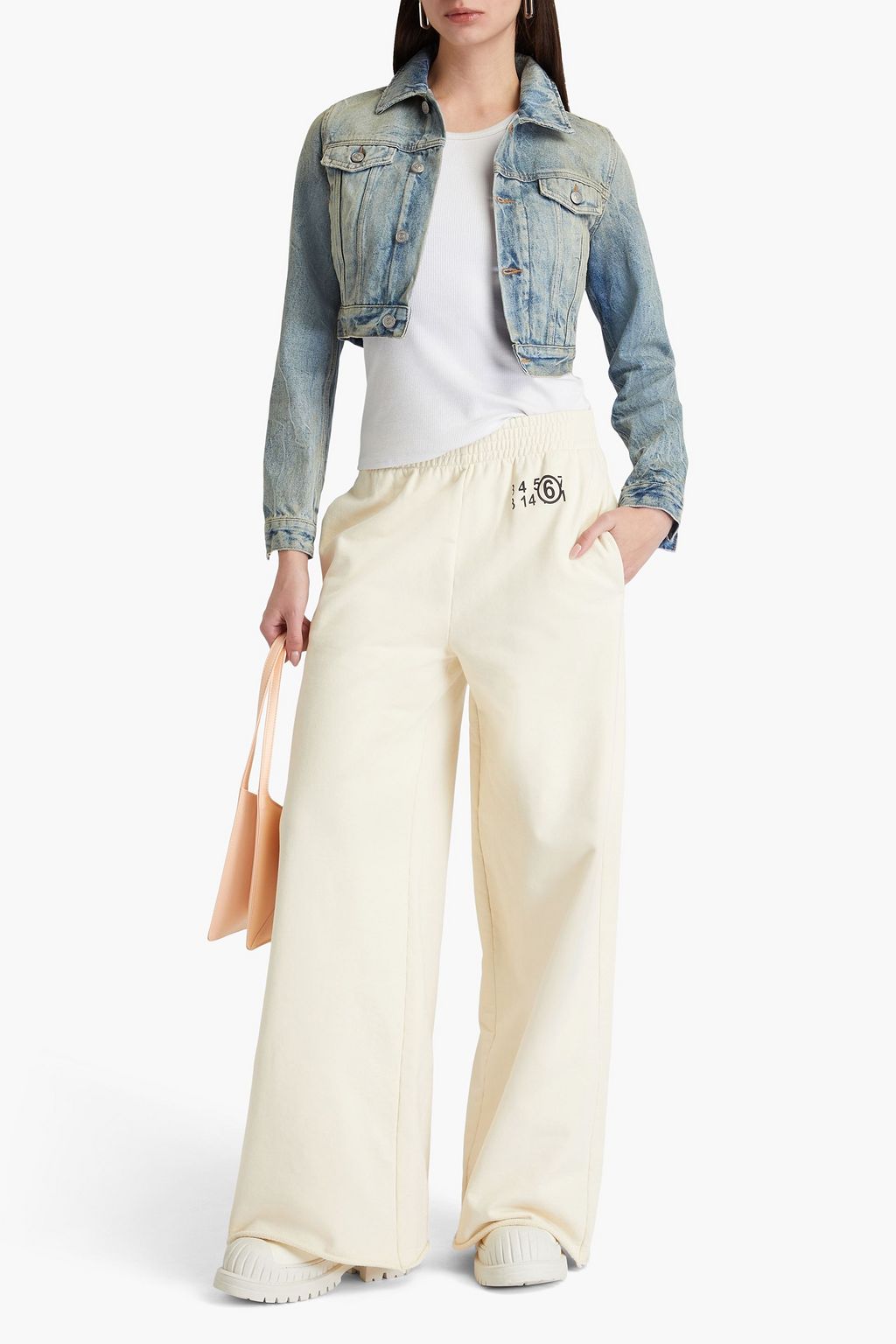 MM6 MAISON MARGIELA 디스트레스드 데님 크롭 재킷