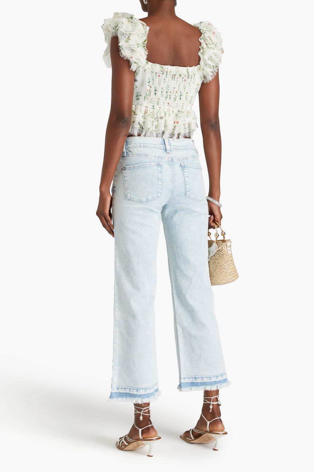 ALICE + OLIVIA JEANS جينز "لورين" بخصر متوسط الارتفاع وبحواف واسعة ومسترخية