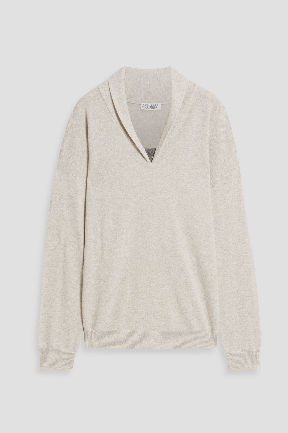 Brunello Cucinelli Bead-embellished Cashmere Sweater In Ecru