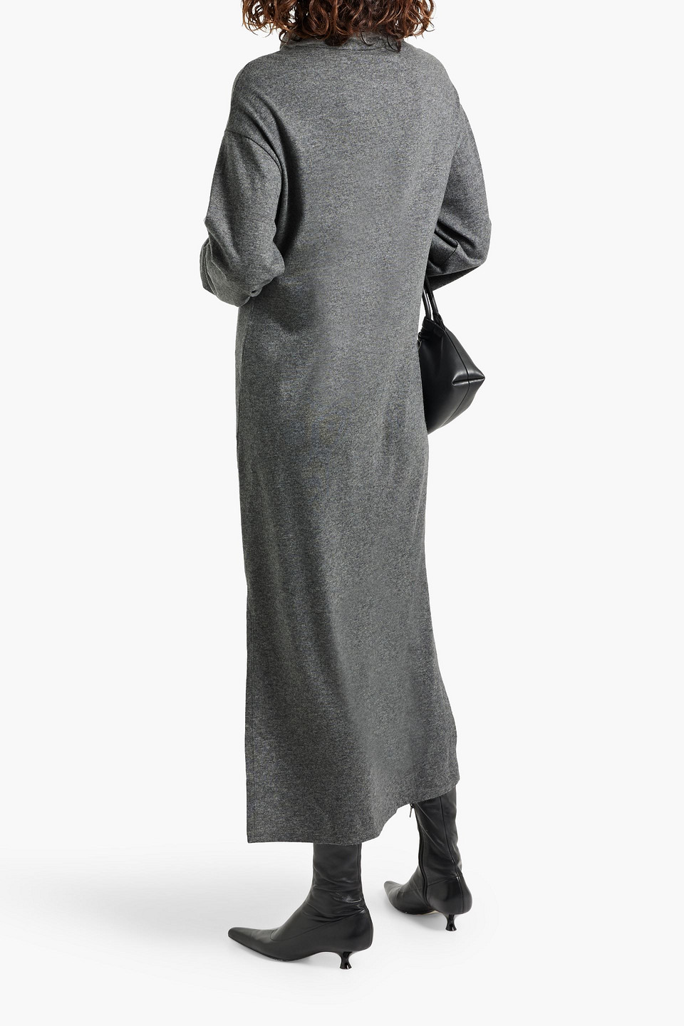 Brunello Cucinelli Cashmere Turtleneck Midi Dress In Gray