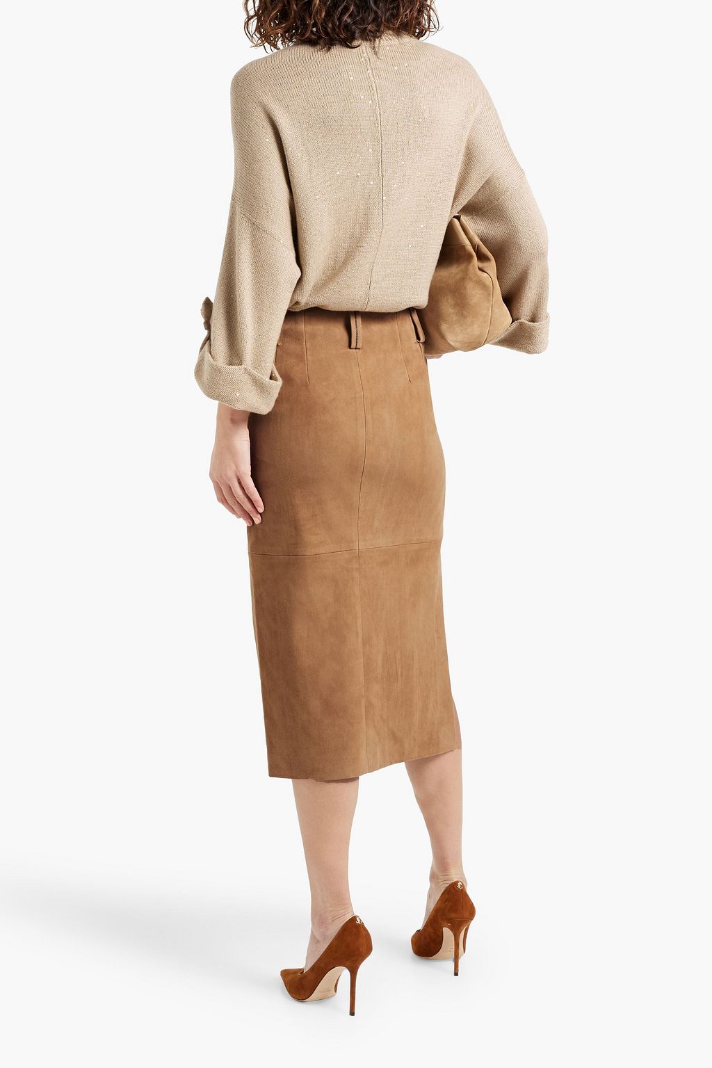 BRUNELLO CUCINELLI Suede midi skirt