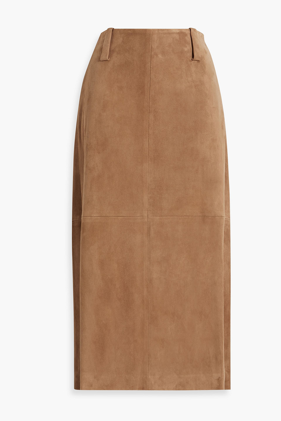 Brunello Cucinelli Suede Midi Skirt In Sand