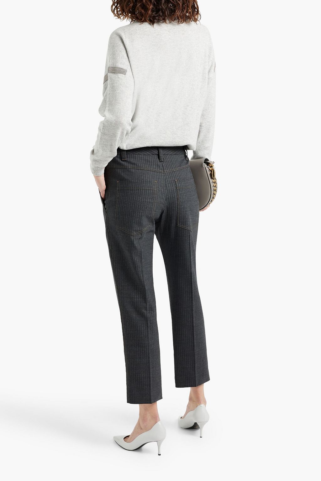 BRUNELLO CUCINELLI Pinstriped wool-blend straight-leg pants