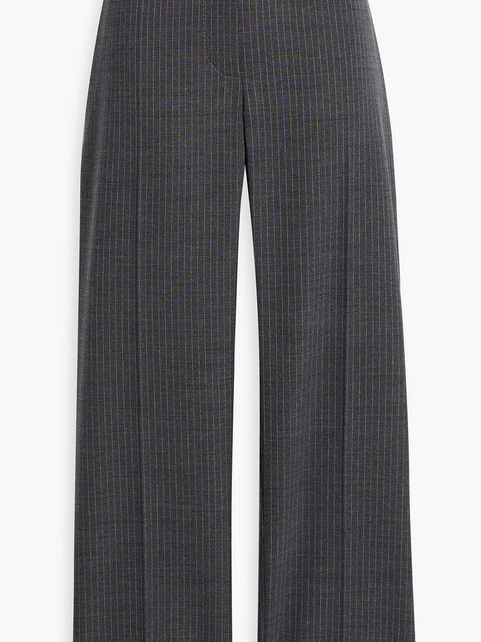pinstriped wool-blend straight-leg pants