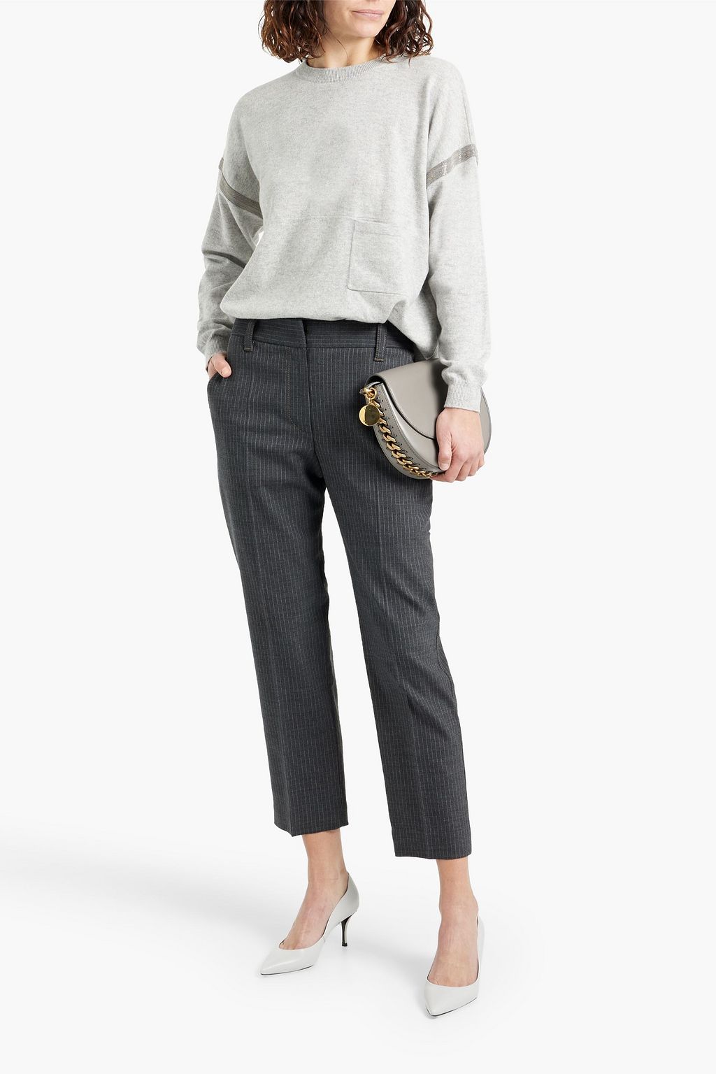 BRUNELLO CUCINELLI Pinstriped wool-blend straight-leg pants