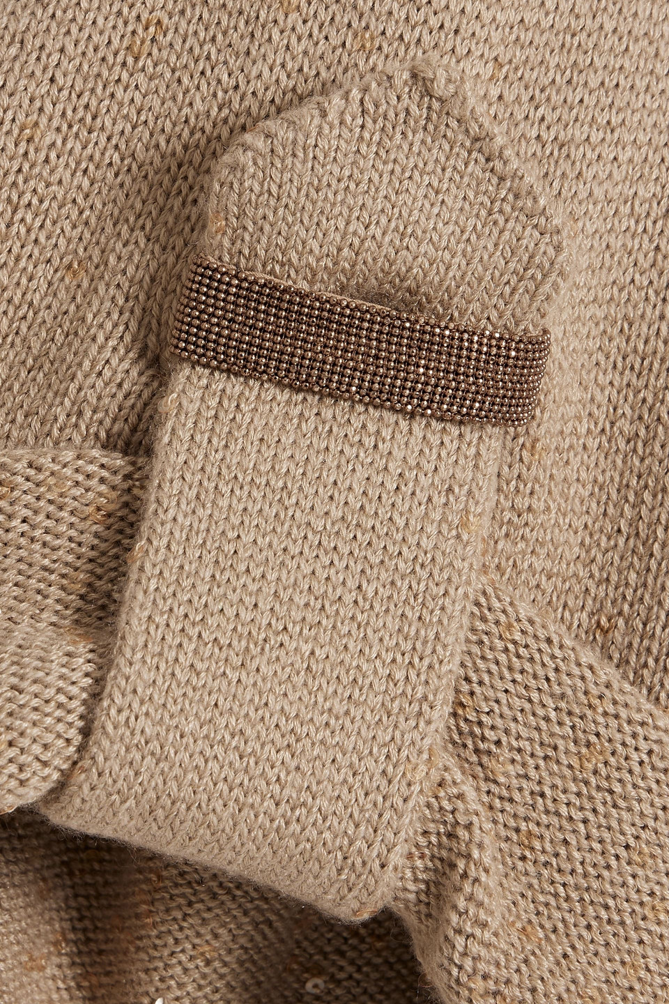 Brunello Cucinelli Embellished Wool And Cashmere-blend Sweater In Sand