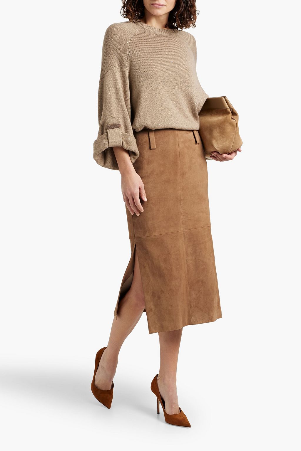 BRUNELLO CUCINELLI Embellished wool and cashmere-blend sweater