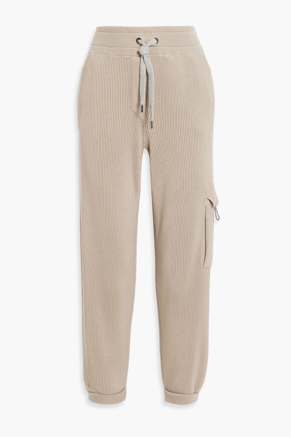 Bead-embellished cotton track pants