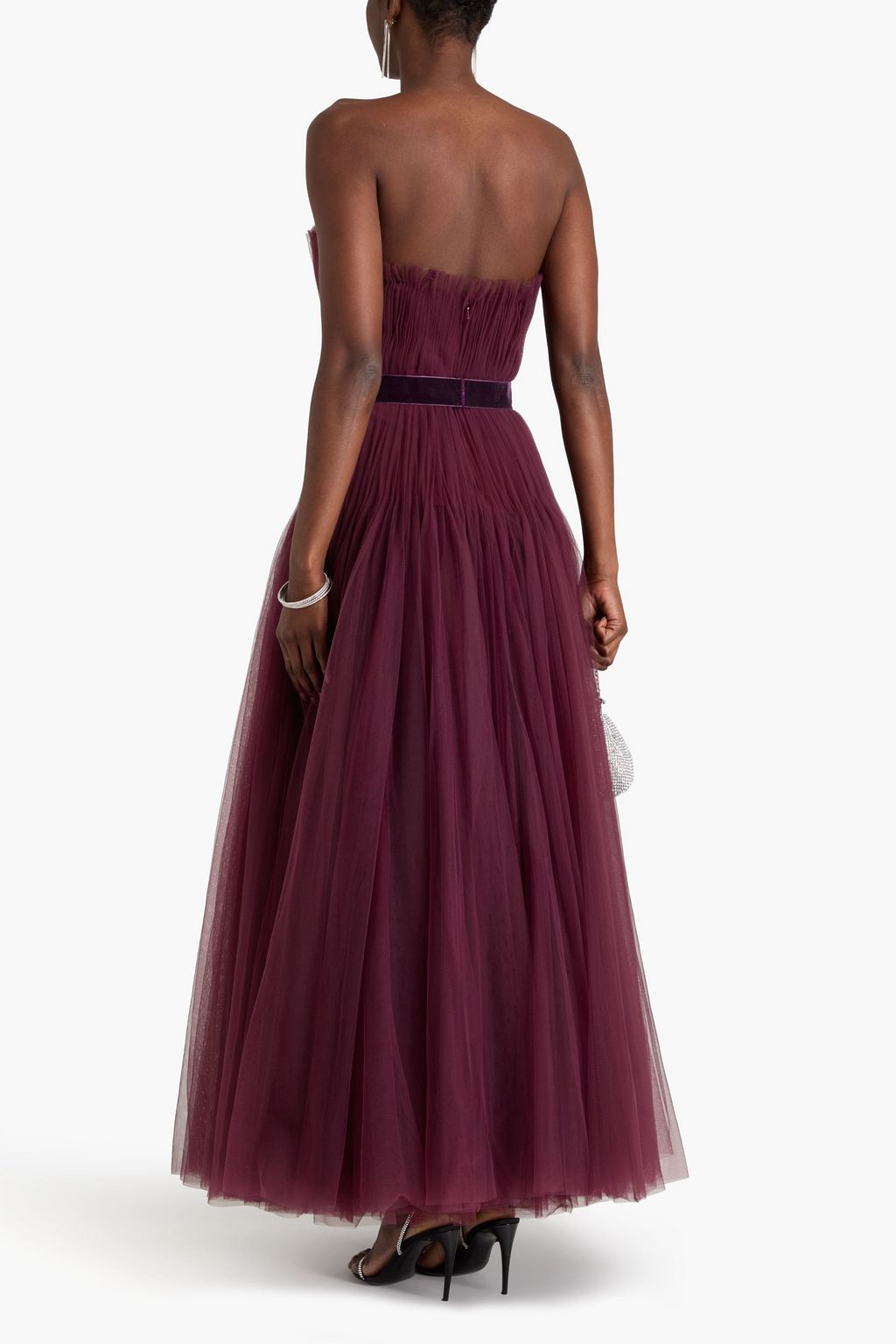 ZAC POSEN Strapless pleated tulle gown